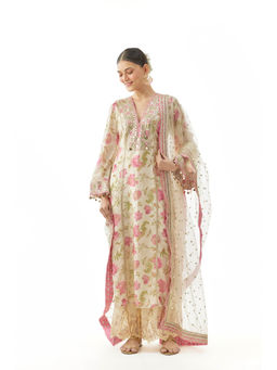 Gopi Vaid - Kavya Kurta with Palazzo and Dupatta - Ivory