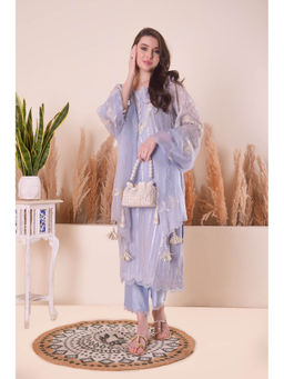 SURABHI ARYA - Powder Blue Bliss Kurta with Pant and Dupatta - Lavender