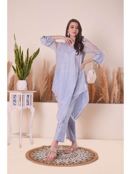 SURABHI ARYA - Powder Blue Splendour Asymmetric Kurta with Pant and Dupatta