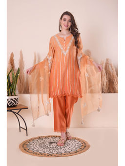 SURABHI ARYA - Tangerine Bliss Kurta with Pant and Dupatta - Orange