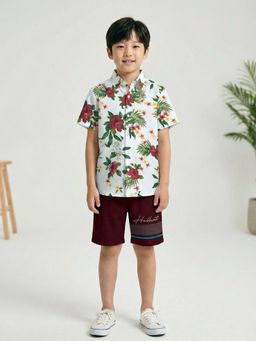 HELLCAT - White Printed Cotton Blend Co-Ord Set