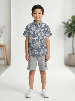 HELLCAT - Blue Printed Cotton Blend Co-Ord Set