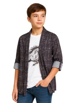 CHARCHIT - Purple Printed Cotton Blend Regular T-Shirt with Jacket