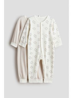 H&M - Kids Multi-Color 2-Pack Patterned Cotton Sleepsuit