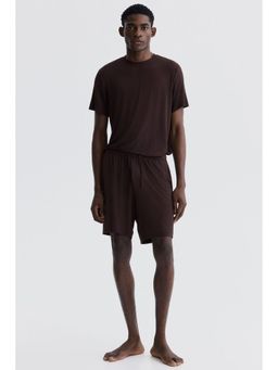 H&M - Men Brown Jersey Pyjama T-Shirt And Shorts