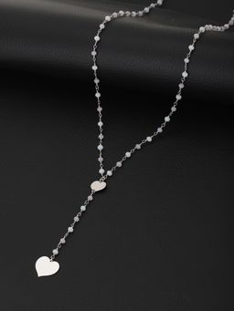 Carlton London - Silver-Toned White Brass Rhodium-Plated Necklace FJN3836