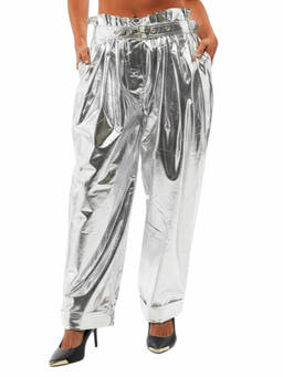 BALMAIN - Silver Relaxed Pleated Pant