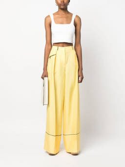 BALLY - Yellow Silk Wide-Leg Trouser (26)