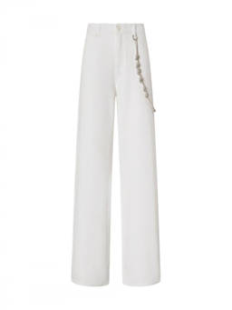 Pinko - White Loose Wide-Leg Trouser