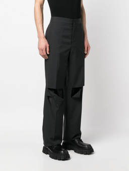 Givenchy - Dark Grey Ripped Wool Trouser