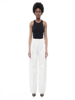 JACQUEMUS - White Loose Pleated Pant