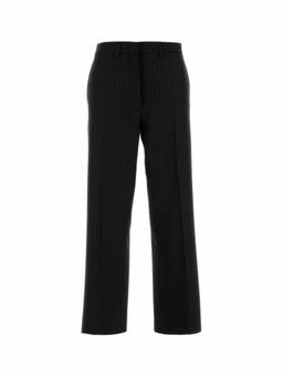 Miu Miu - Black Embroidered Stretch Wool Palazzo Pant (24)