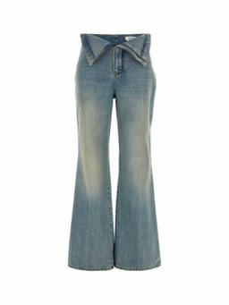 Alexander McQueen - Blue Flared Flat Front Jeans