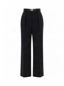 Elisabetta Franchi - Black Straight Flat Front Pant