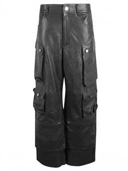 Fermas.Club - Black Leather Cargo Pant