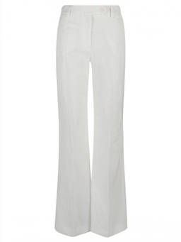 True Royal - White Linen Flared Trouser