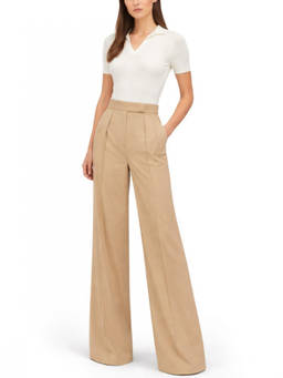 Max Mara - Beige Flared Pleated Pant (30)
