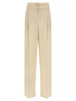 Max Mara - Beige Straight Pleated Pant (30)