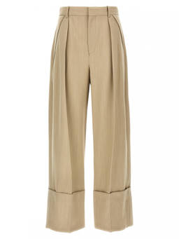 Victoria Beckham - Beige Maxi Turn-Up Pant (24)