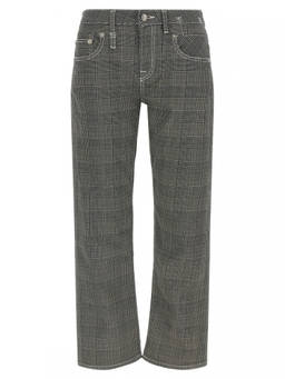 R13 - Black Checks Flat Front Pant