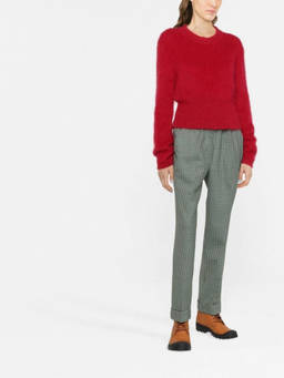 Parosh - Green Fine-Check Tapered Cropped Trouser (24)