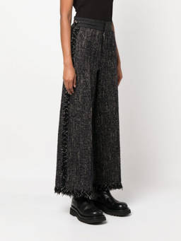 Sacai - Black Wide Leg Tweed Trouser (26)