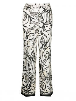 F.R.S For Restless Sleepers - White White Printed Silk Trouser