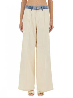 Moschino - White Loose Flat Front Pant