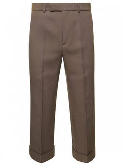 Gucci - Brown Wool Cropped Cut Pant