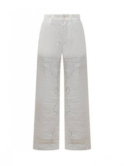 Marine Serre - White Relaxed Flat Front Pant (28)