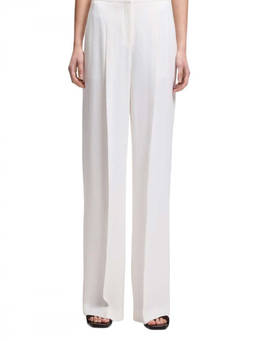 Boss - White Relaxed Flat Front Pant