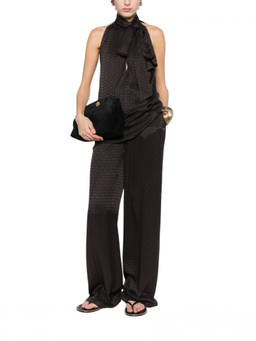 Gucci - Brown Straight Flat Front Pant