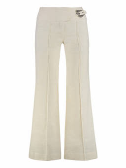 Versace Jeans Couture - Off White Flared Flat Front Pant