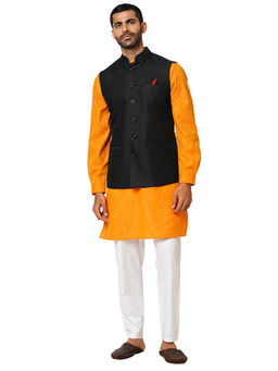 Indivisual - Men's Solid Charcoal Grey Nehru Jacket