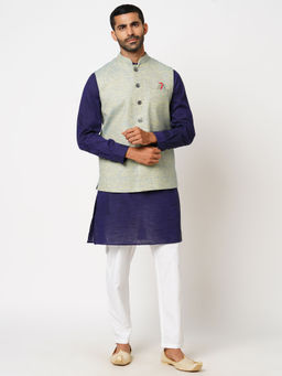 Indivisual - Men's Two tone Yarn Dyed Lime Zest Nehru Jacket