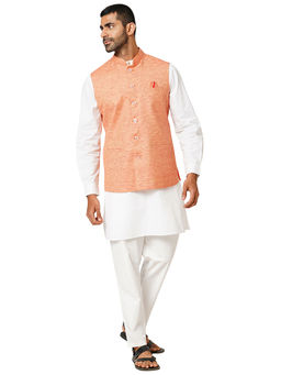 Indivisual - Men's Two tone Yarn Dyed Orange Peel Nehru Jacket
