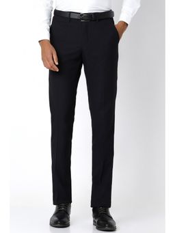 Peter England - Men Navy Check Slim Fit Formal Trousers