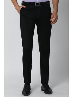 Peter England - Men Black Solid Slim Fit Formal Trousers