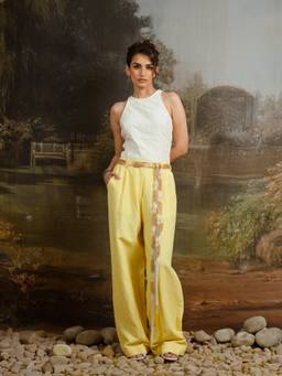 Contemponari - Yellow Linen Pants with Belt