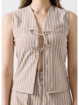 NEF'S Finds - Beige Ash Stripes Top
