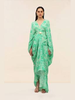 Taangerine Tiger - Green Zeph Kaftan with Belt