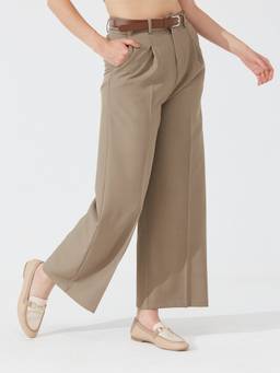 Depano - Taupe Tailored Pants with Belt
