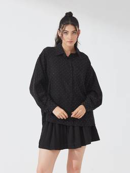 Depano - Black Sequin Detail Shirt