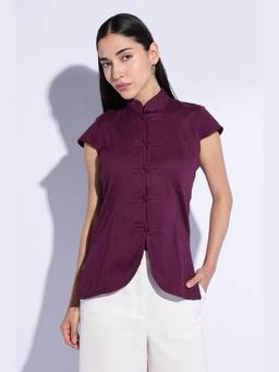 Maba India - Purple Plum Mandarin Knot Top