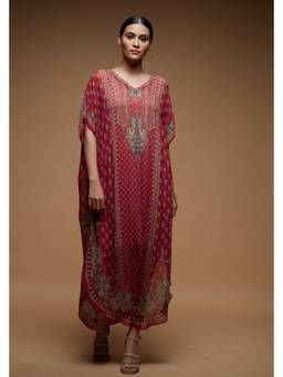 Nirraamyaa - Pink Printed Kaftan Dress