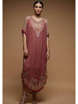 Nirraamyaa - Pink Printed Kaftan Dress
