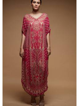 Nirraamyaa - Pink Printed Kaftan Dress