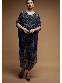 Nirraamyaa - Blue Printed Kaftan Dress