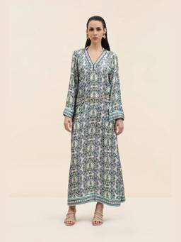 Taangerine Tiger - White Nyla Kaftan with Belt