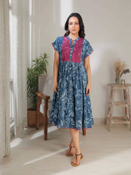 Rangsutra - Chaaya Indigo Block Printed Dress